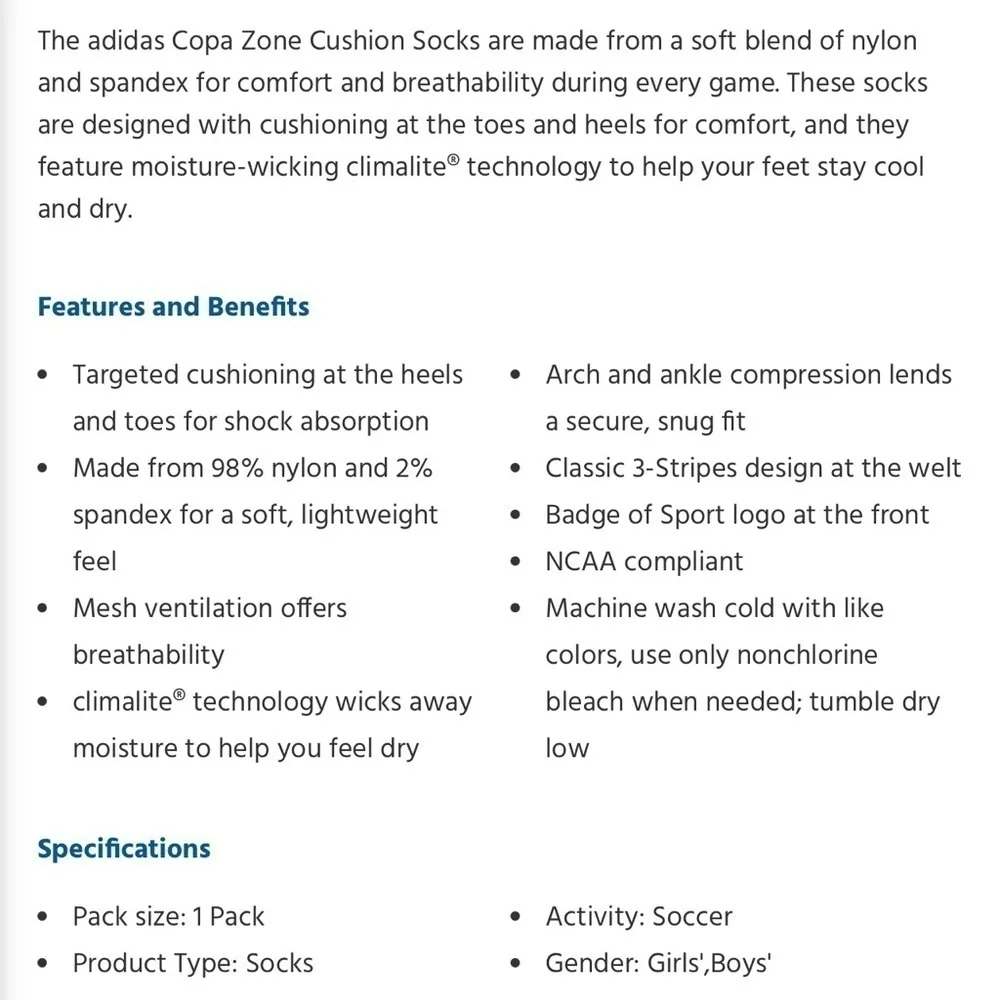 adidas Copa Zone Cushion IV Soccer OTC Socks (E1)
